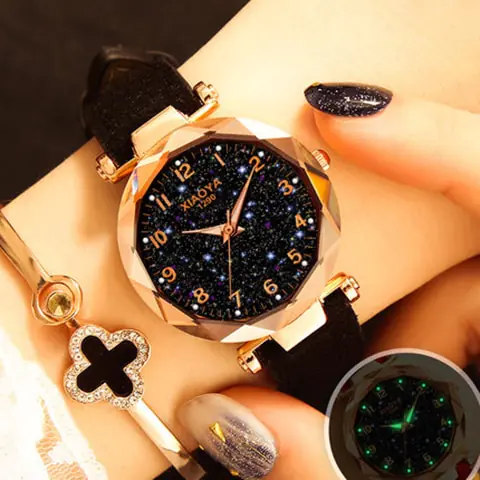 Quartz Women's Watch with Luminous Starry Design - Image 4