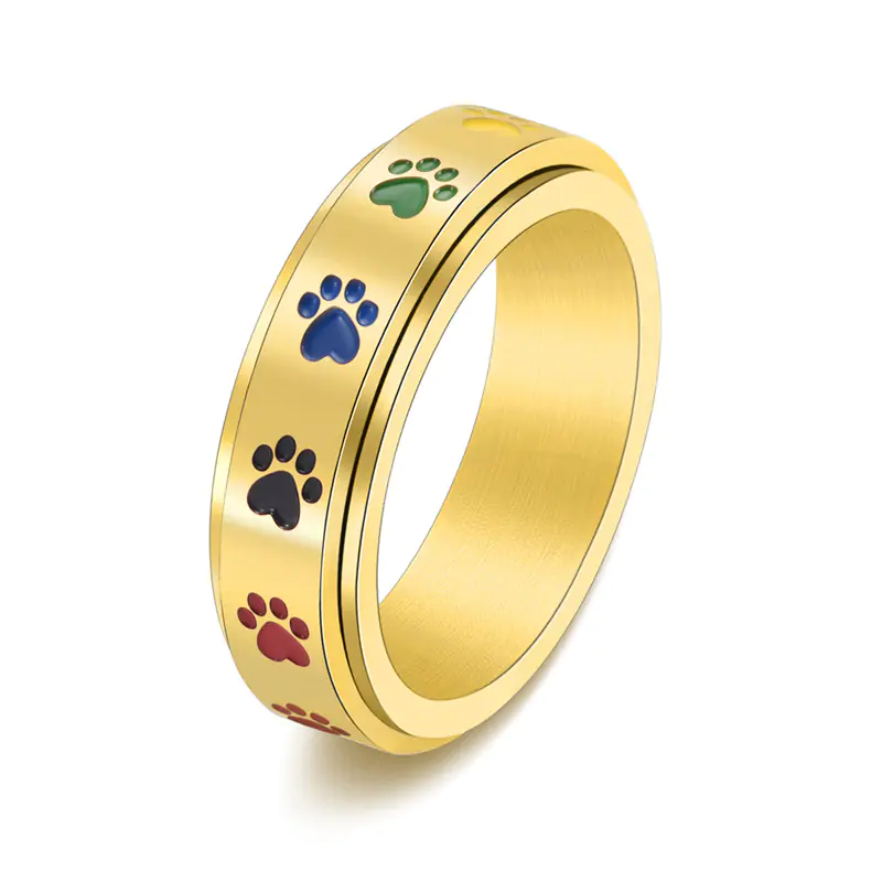 Rainbow Rotatable Stainless Steel Ring for Women - Image 32