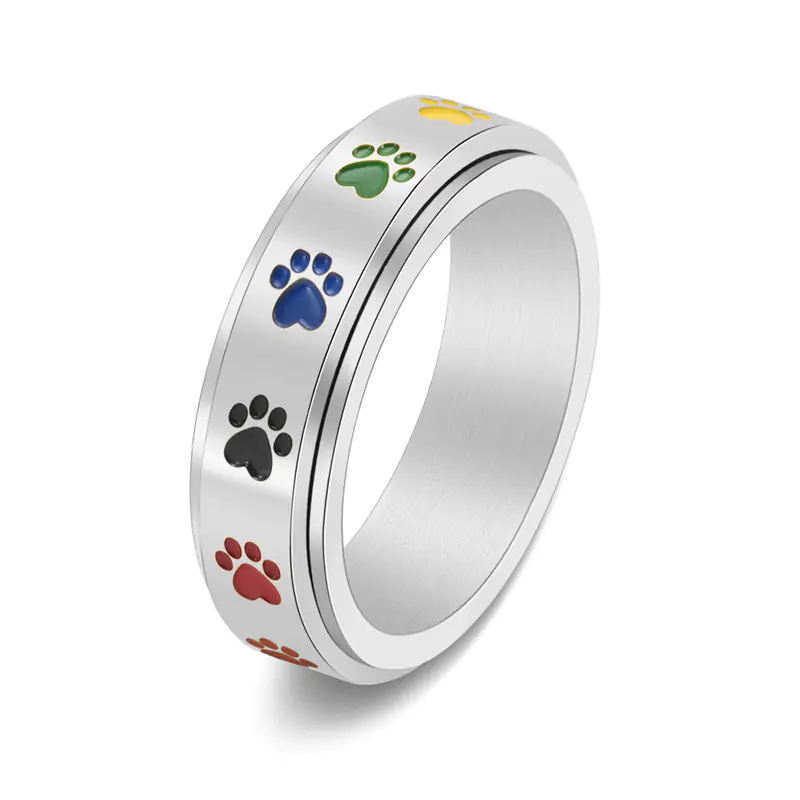 Rainbow Rotatable Stainless Steel Ring for Women - Image 9