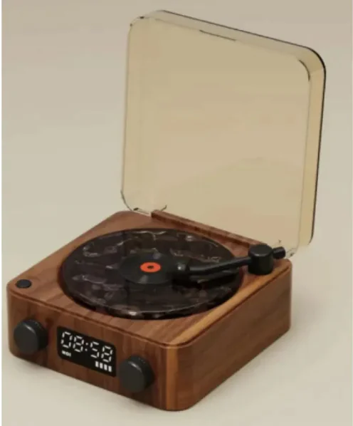 Retro Bluetooth Turntable Speaker with RGB Lamp - Image 14