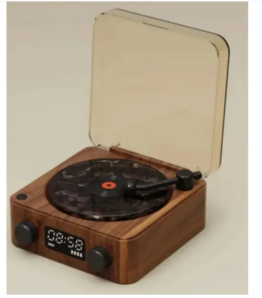 Retro Bluetooth Turntable Speaker with RGB Lamp - Image 15