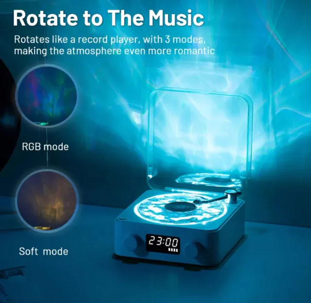 Retro Bluetooth Turntable Speaker with RGB Lamp - Image 4