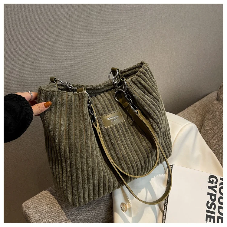 Retro Corduroy Shoulder Bag - Image 3