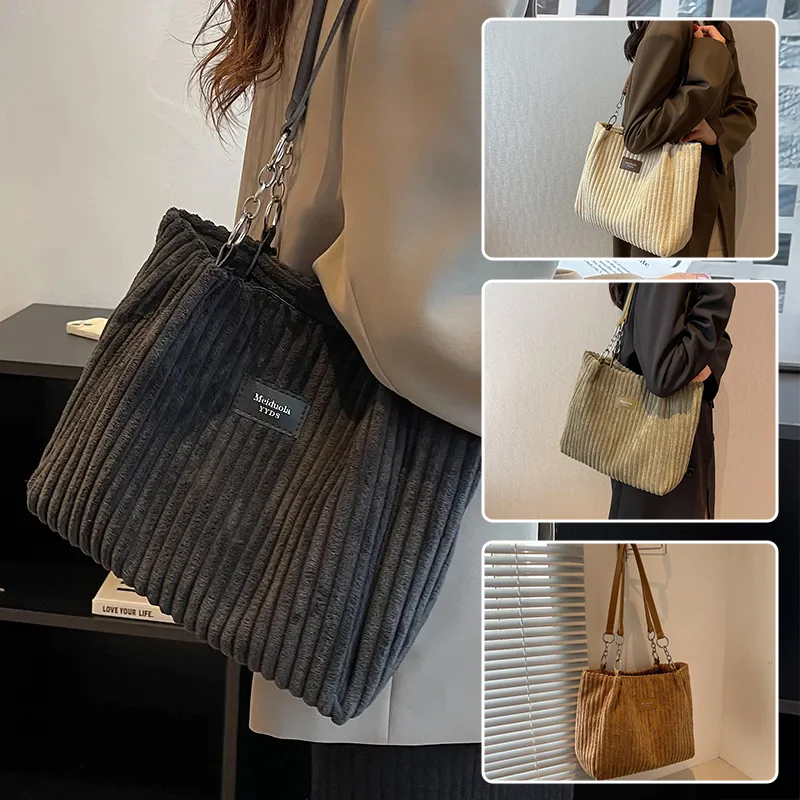 Retro Corduroy Shoulder Bag - Image 5