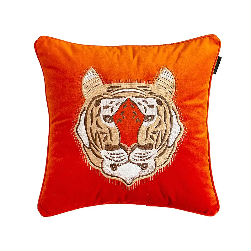 Retro Velvet Flying Tiger Embroidery Cushion Cover - Image 6
