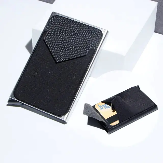 RFID Black Magic Trifold Leather Slim Mini Wallet - Image 10