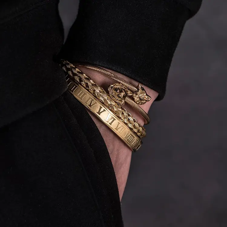Roman Digital Bracelet with Stainless Steel Wire Rope - Image 2