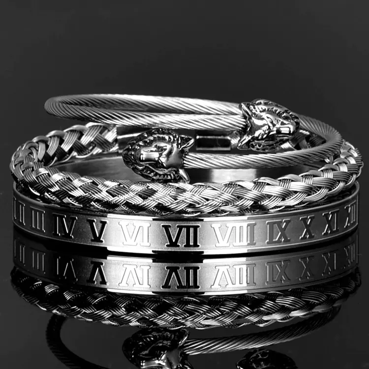 Roman Digital Bracelet with Stainless Steel Wire Rope - Image 3