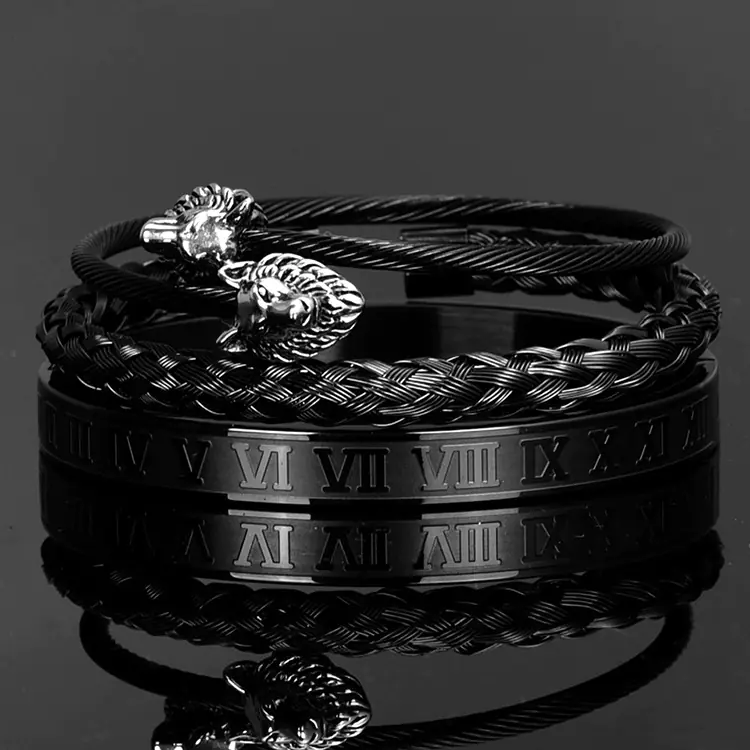 Roman Digital Bracelet with Stainless Steel Wire Rope - Image 4