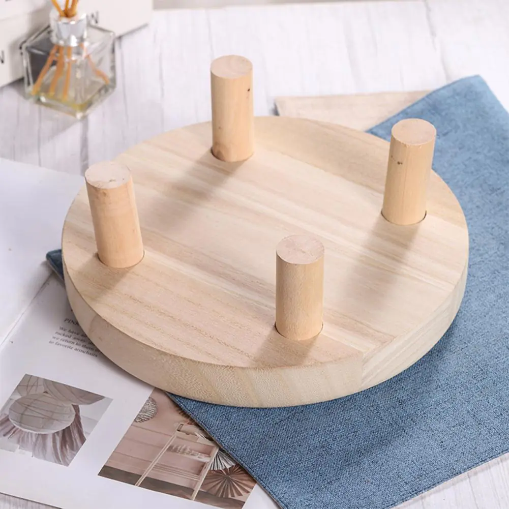 Round Polished Small Wooden Stool - Image 5