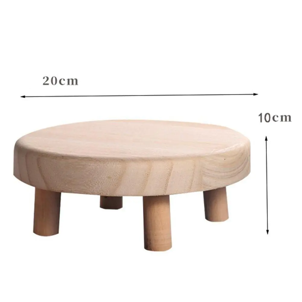 Round Polished Small Wooden Stool - Image 6