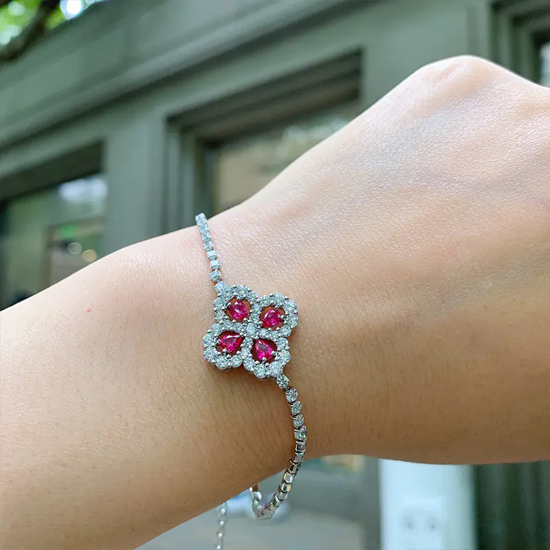 Ruby Square Bracelet - Women's Mother's Day Jewelry - Image 4