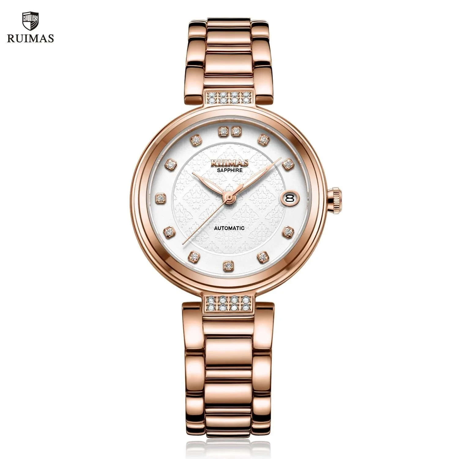 RUIMAS Women Automatic Mechanical Watch Steel Strap Ladies Business Wrist Watch Fashion Waterproof Date Clock Montre Femme 6756 - Image 2