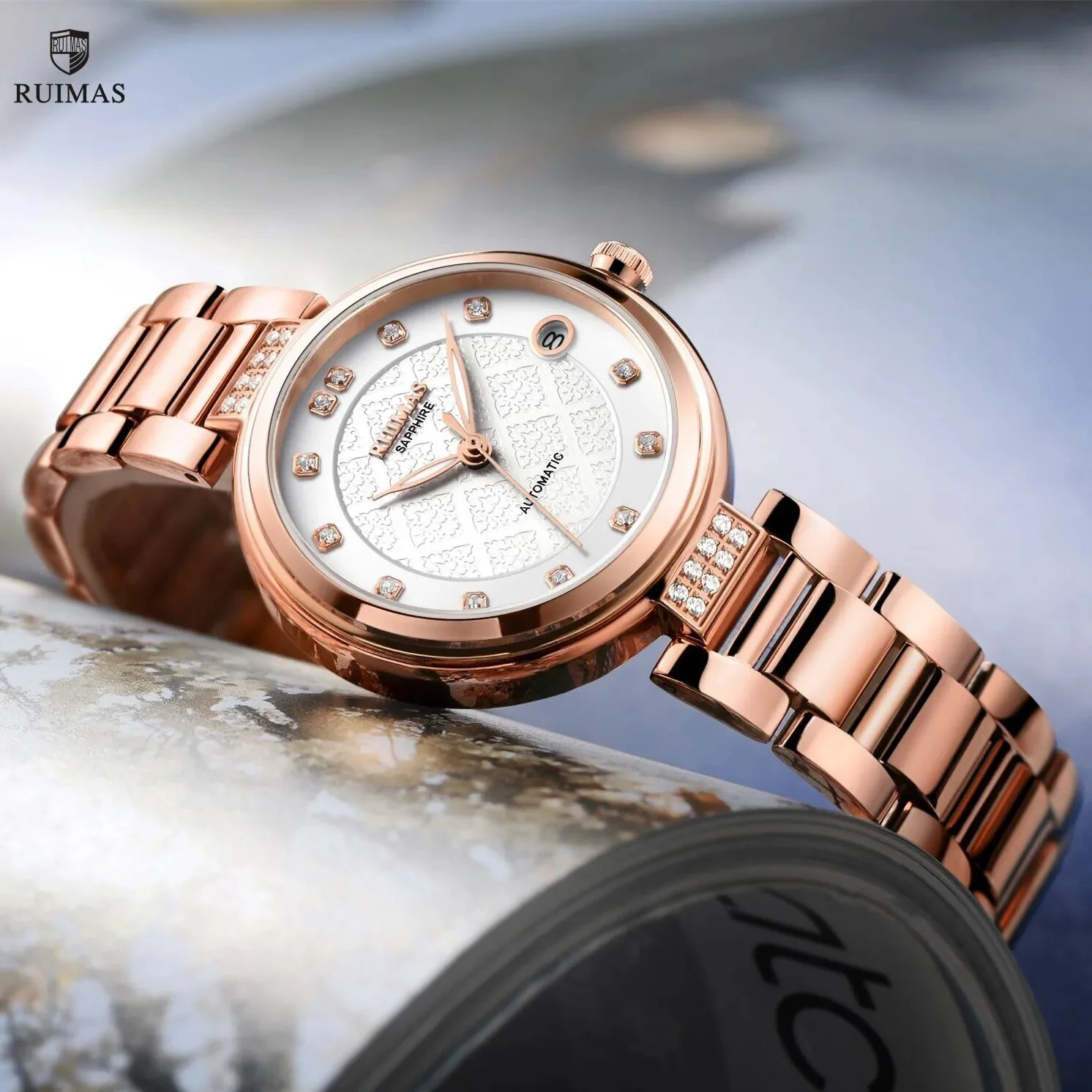 RUIMAS Women Automatic Mechanical Watch Steel Strap Ladies Business Wrist Watch Fashion Waterproof Date Clock Montre Femme 6756 - Image 4