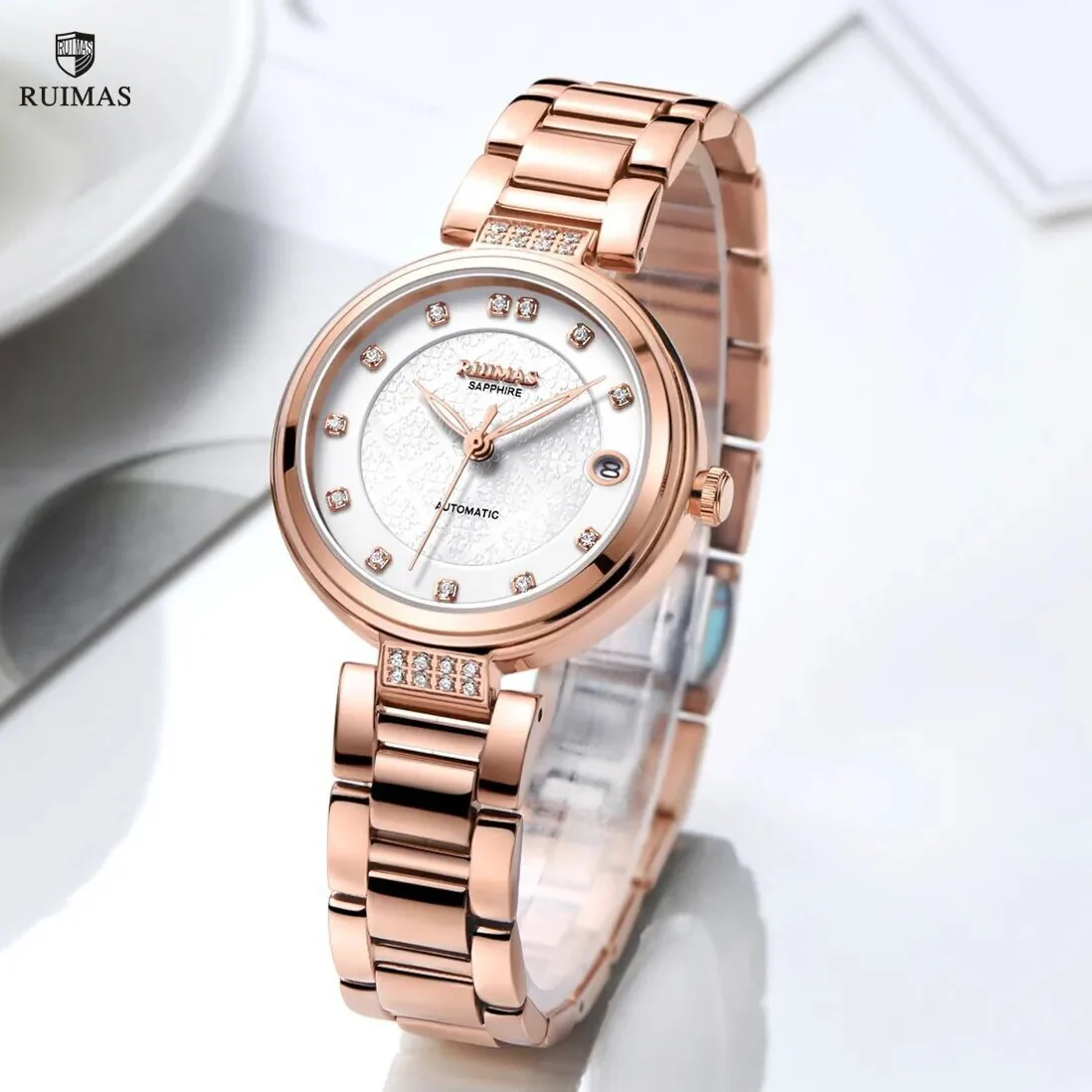 RUIMAS Women Automatic Mechanical Watch Steel Strap Ladies Business Wrist Watch Fashion Waterproof Date Clock Montre Femme 6756 - Image 5