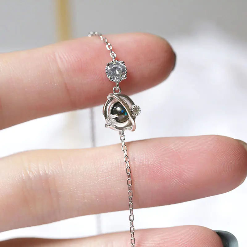S925 Silver Cosmic Starry Sky Planet Bracelet for Women - Image 2