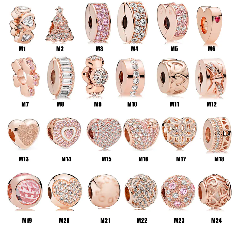 S925 Silver Rose Gold Sparkling Silicone Clip DIY Beads - Image 11