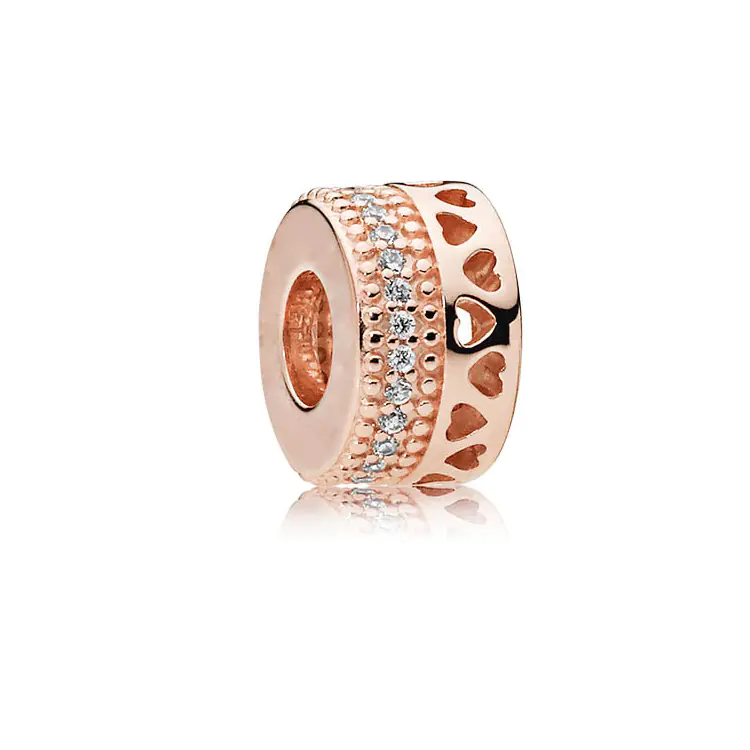 S925 Silver Rose Gold Sparkling Silicone Clip DIY Beads - Image 13