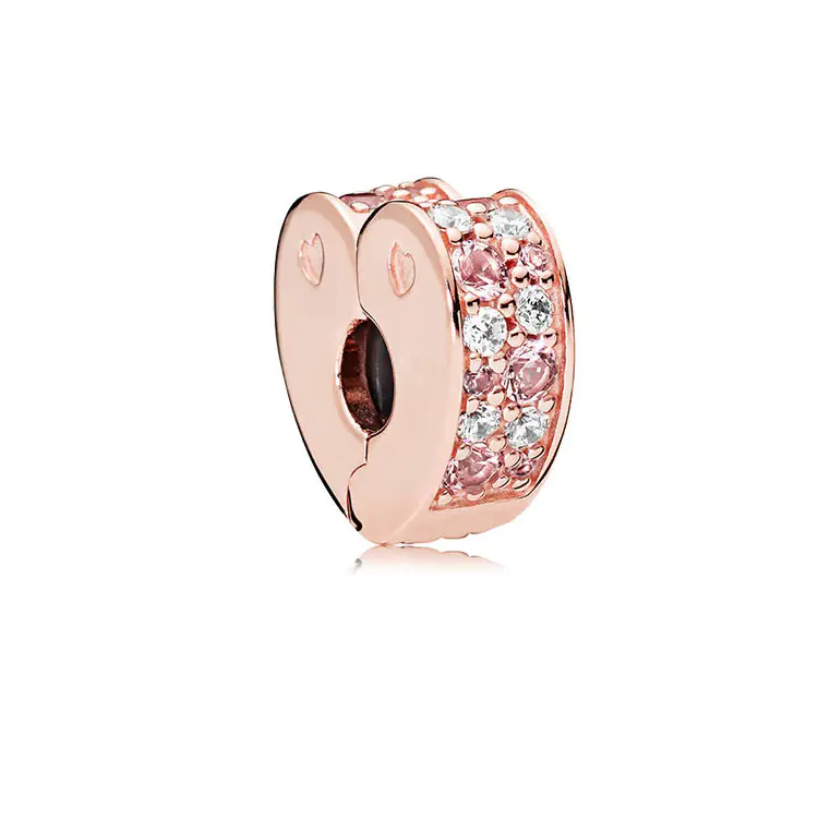S925 Silver Rose Gold Sparkling Silicone Clip DIY Beads - Image 16