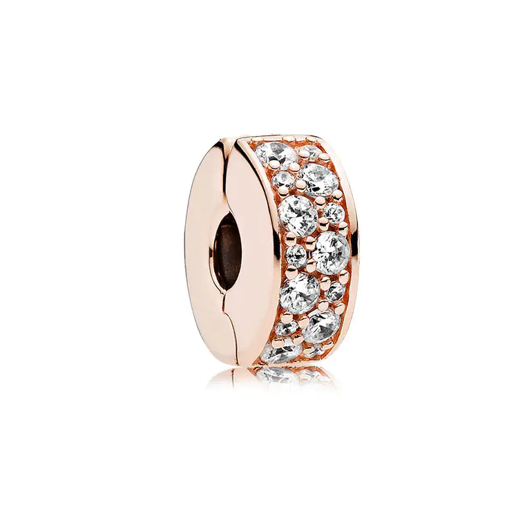 S925 Silver Rose Gold Sparkling Silicone Clip DIY Beads - Image 18