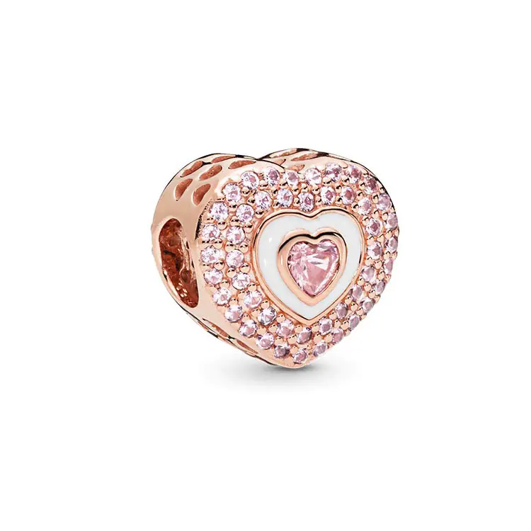 S925 Silver Rose Gold Sparkling Silicone Clip DIY Beads - Image 2