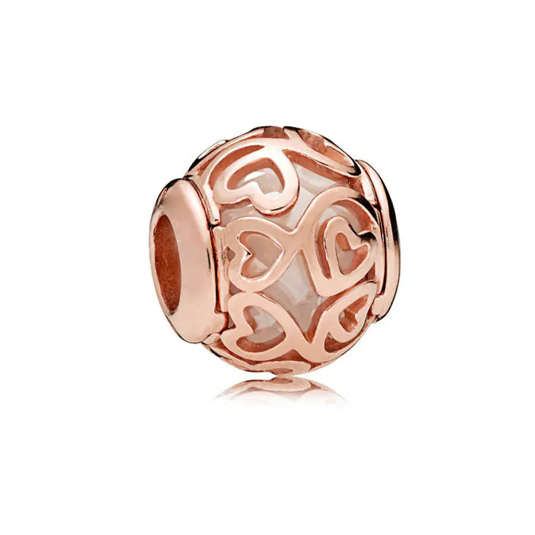 S925 Silver Rose Gold Sparkling Silicone Clip DIY Beads - Image 3