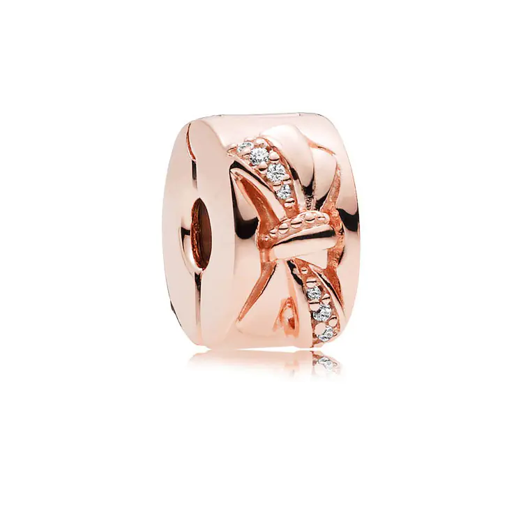S925 Silver Rose Gold Sparkling Silicone Clip DIY Beads - Image 4