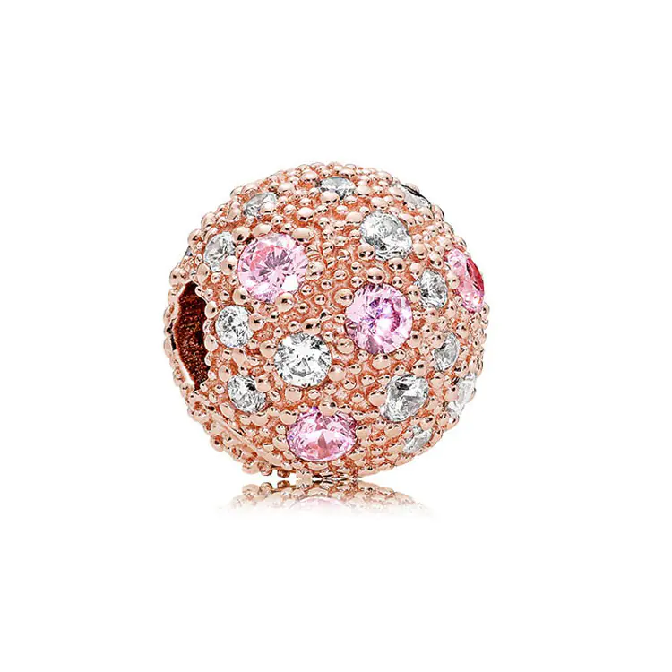 S925 Silver Rose Gold Sparkling Silicone Clip DIY Beads - Image 8