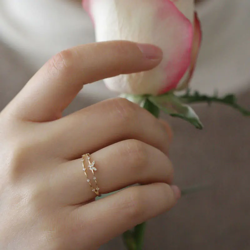 S925 Sterling Silver Double-layer Butterfly Ring - Image 3