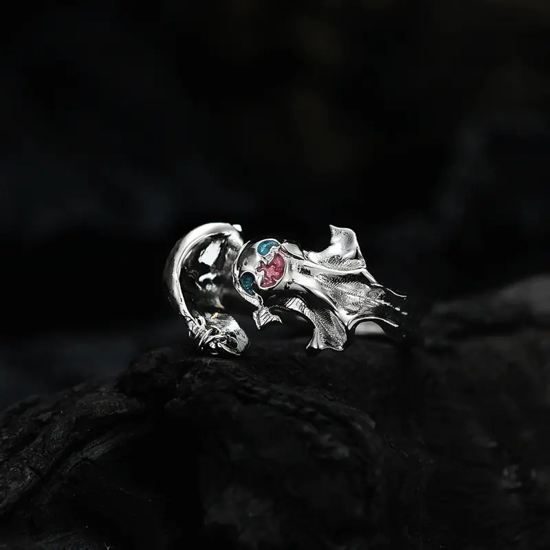 S925 Sterling Silver Wizard Hat and Ghost Ring - Image 2