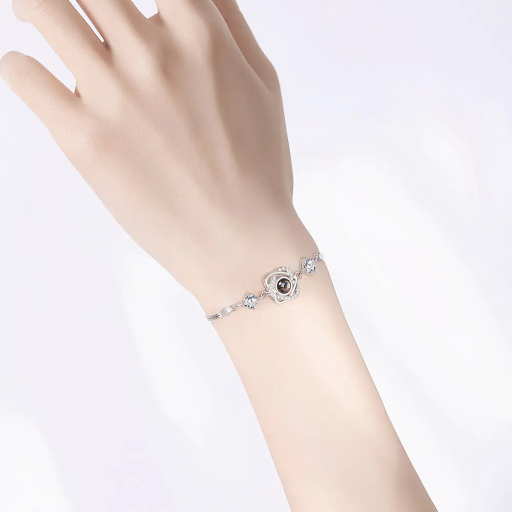 Silver Double Heart Projection Bracelet for Ladies - Image 2