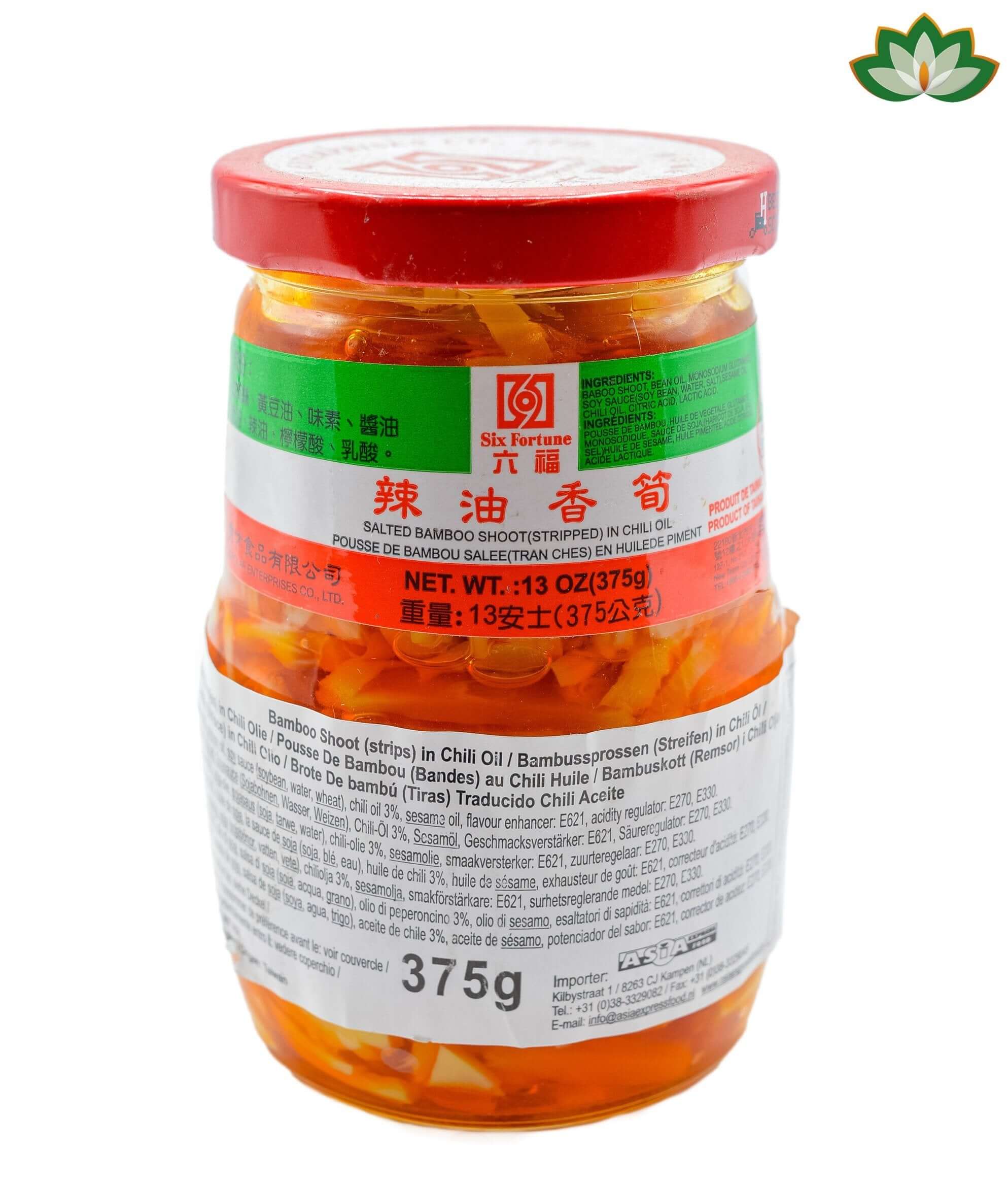 Six Fortuna Bamboo Shoot (Strips) in Chili Oil 375g