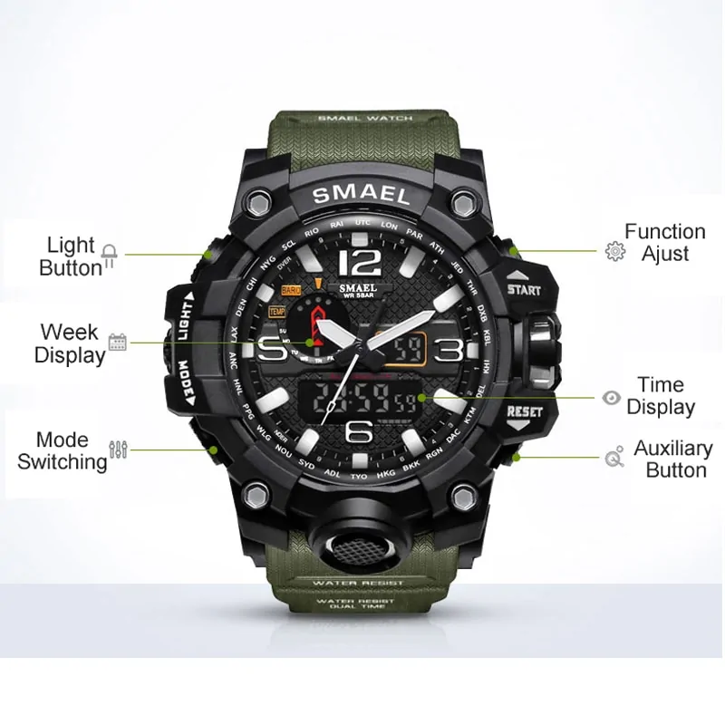 SMAEL Brand Men Sports Watches Dual Display - Image 6