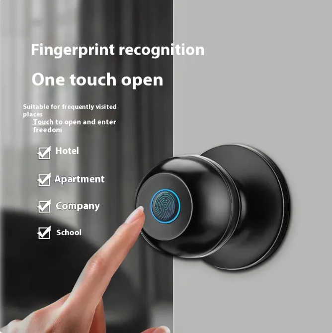 Smart Round Door Lock Ball Lock Household Smart Lock One Hold Open Fingerprint Lock - Image 2