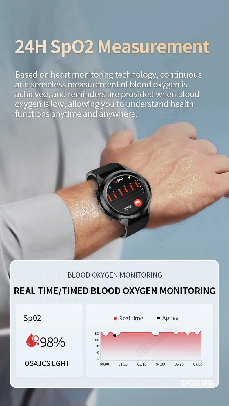 Smart Watch Men Body Temperature Blood Pressure Heart Rate - Image 10