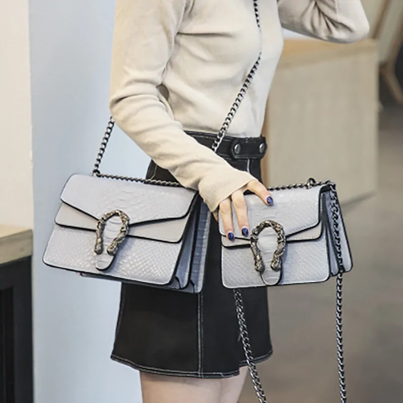 Snake Brand Alligator PU Leather Messenger Bag - Image 5
