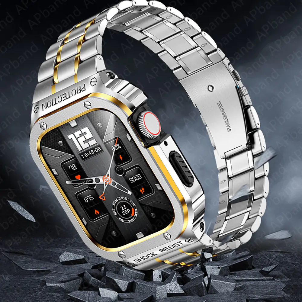 Stainless Steel Case & Strap For Apple Watch Band - Image 4