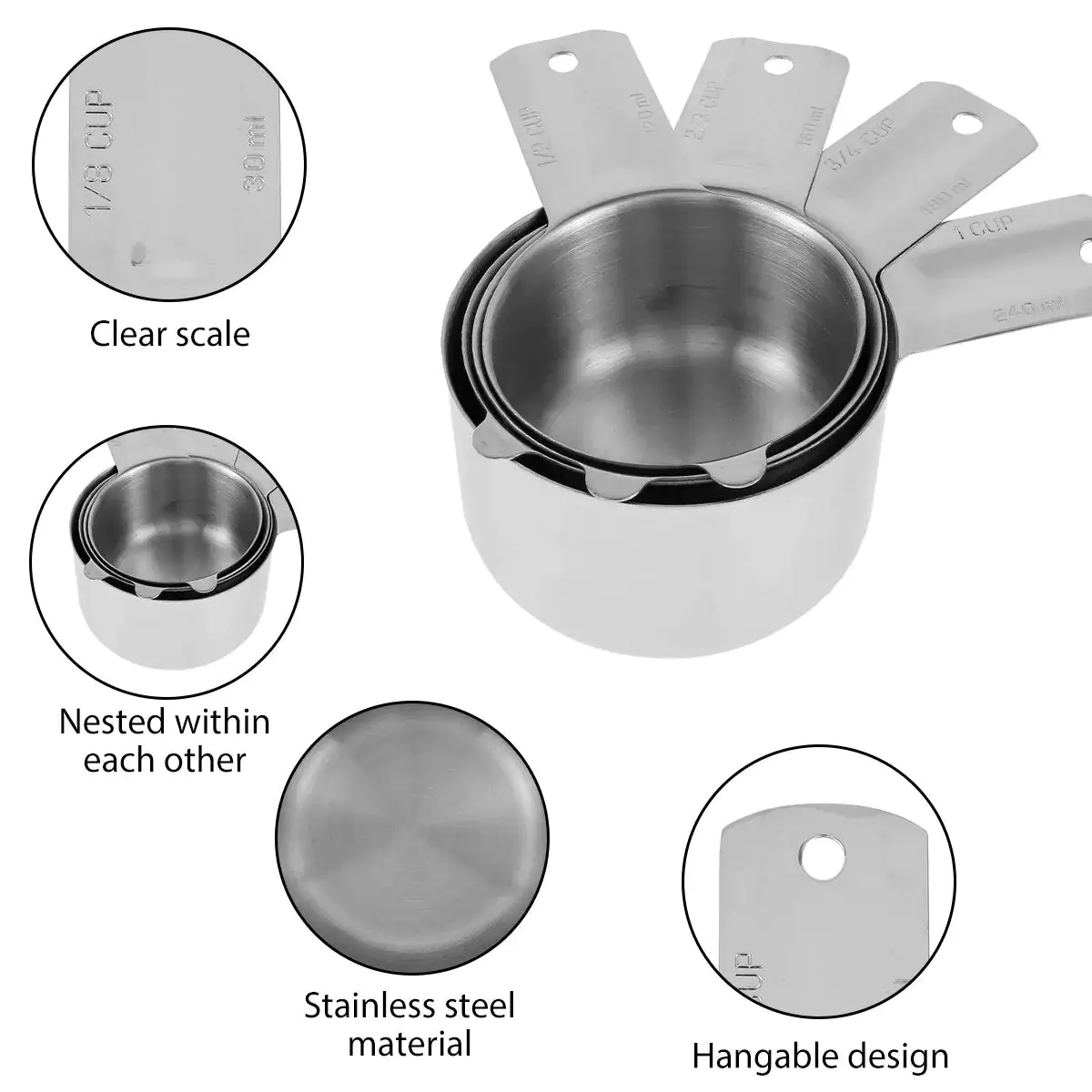 Stainless Steel Measuring Cups Set - Image 5