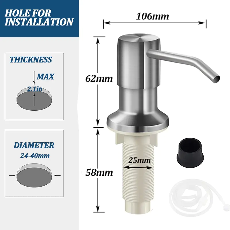 Stainless Steel Soap Dispenser Kit - Image 2