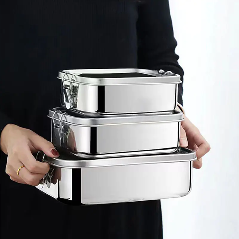 Stainless Steel Square Lunch Box - Image 2