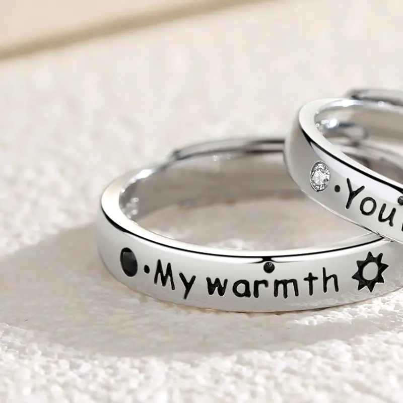 Sterling Silver Simple Monogrammed Couple's Ring - Image 2