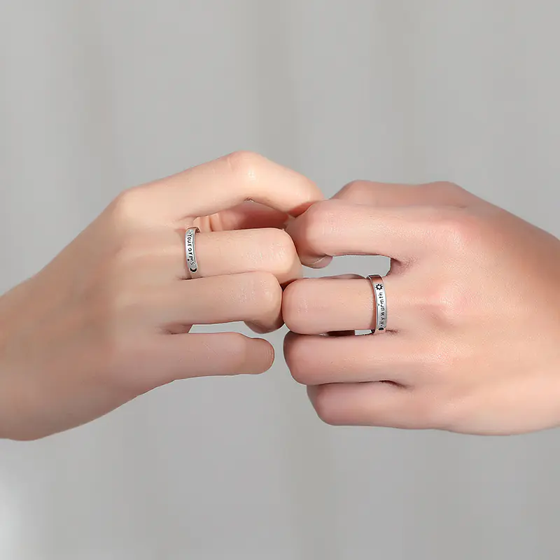 Sterling Silver Simple Monogrammed Couple's Ring - Image 3