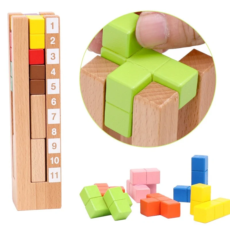 Tetris Tower Block Volumetric Wood Blocks Children Game - Image 3