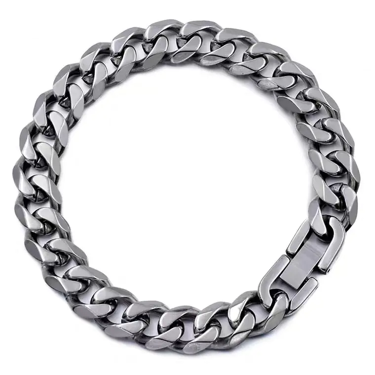 Titanium Polished Men's Cuban Bracelet - Image 2