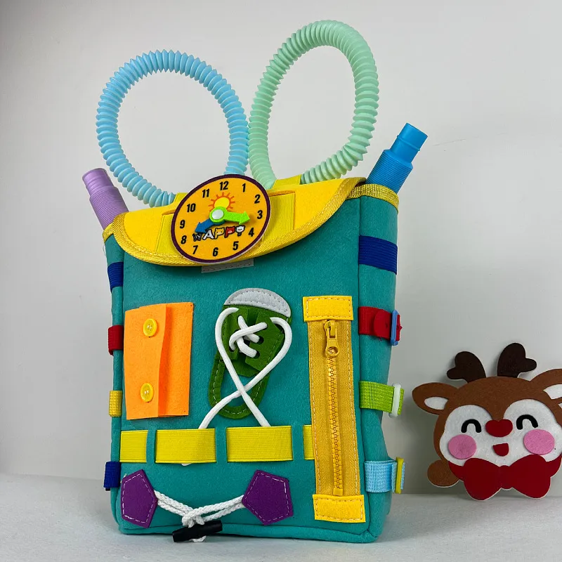 Toddler Busy Board Backpack With Buckles And Learning Activity Toys Develop Basic Life Skills - Image 2
