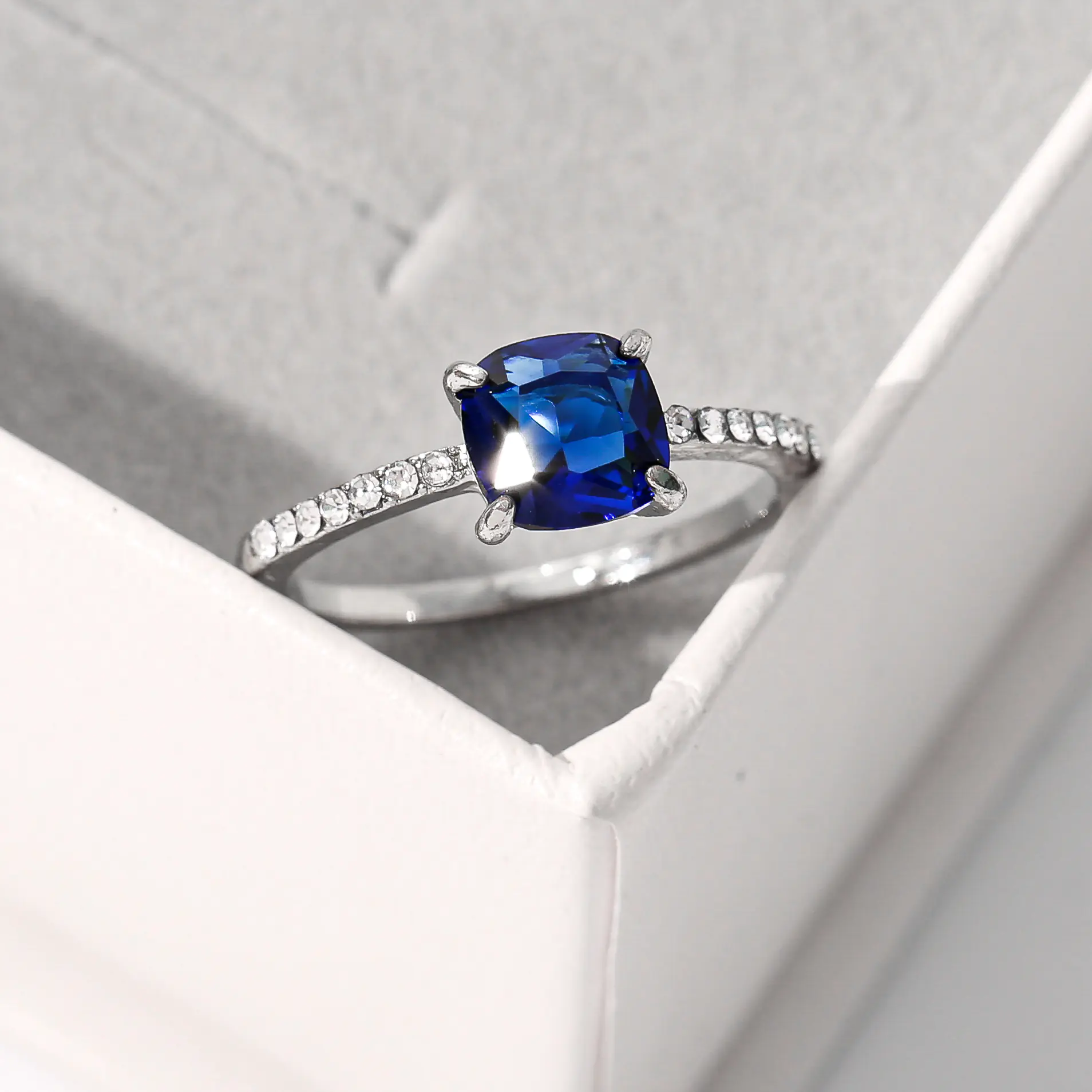 Topaz Blue Square Zircon Ring for Wholesale Retail - Image 11