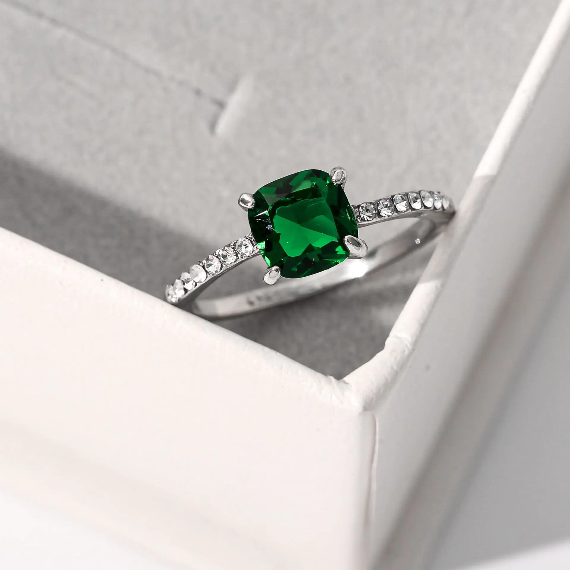 Topaz Blue Square Zircon Ring for Wholesale Retail - Image 2