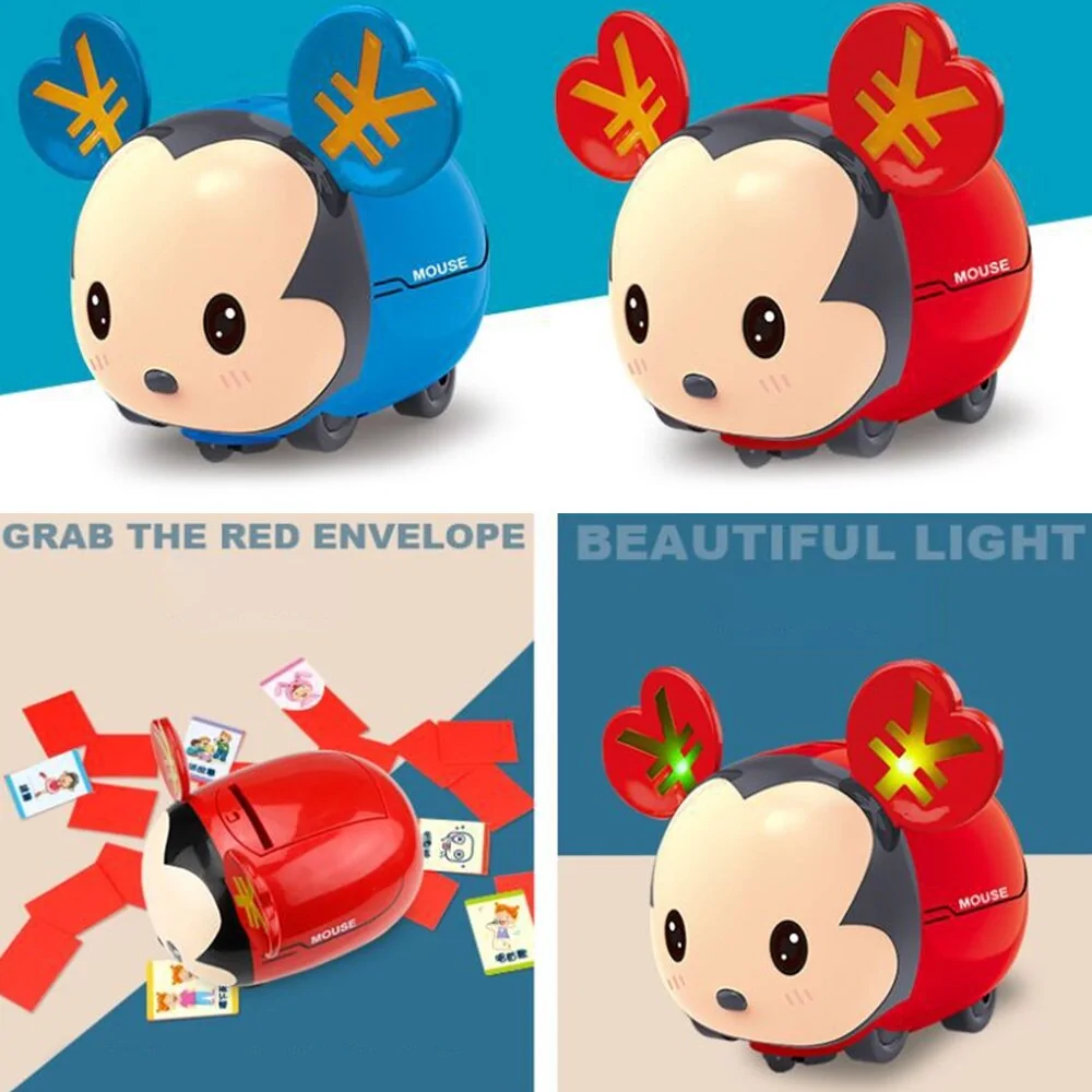 Traditional Chinese Mouse Automatic Coin Bank: Cute Rat Year Mascot, Red Pocket Money Saving Box for Kids - Image 5