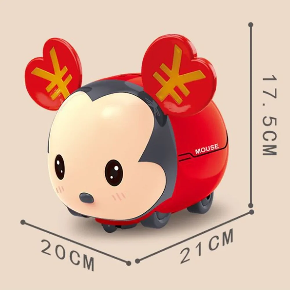 Traditional Chinese Mouse Automatic Coin Bank: Cute Rat Year Mascot, Red Pocket Money Saving Box for Kids - Image 6