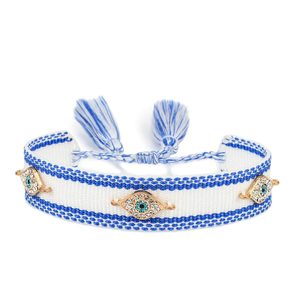 Trendy Woven Bracelet with Lucky Blue Eyes - Image 8